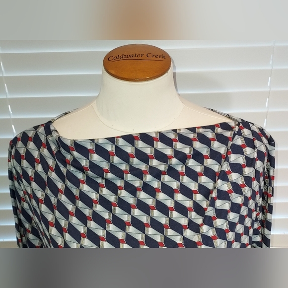 Weekend MaxMara Multi Color Geometric Print 3/4 Sleeve Midi Dress NWT - Picture 3 of 6